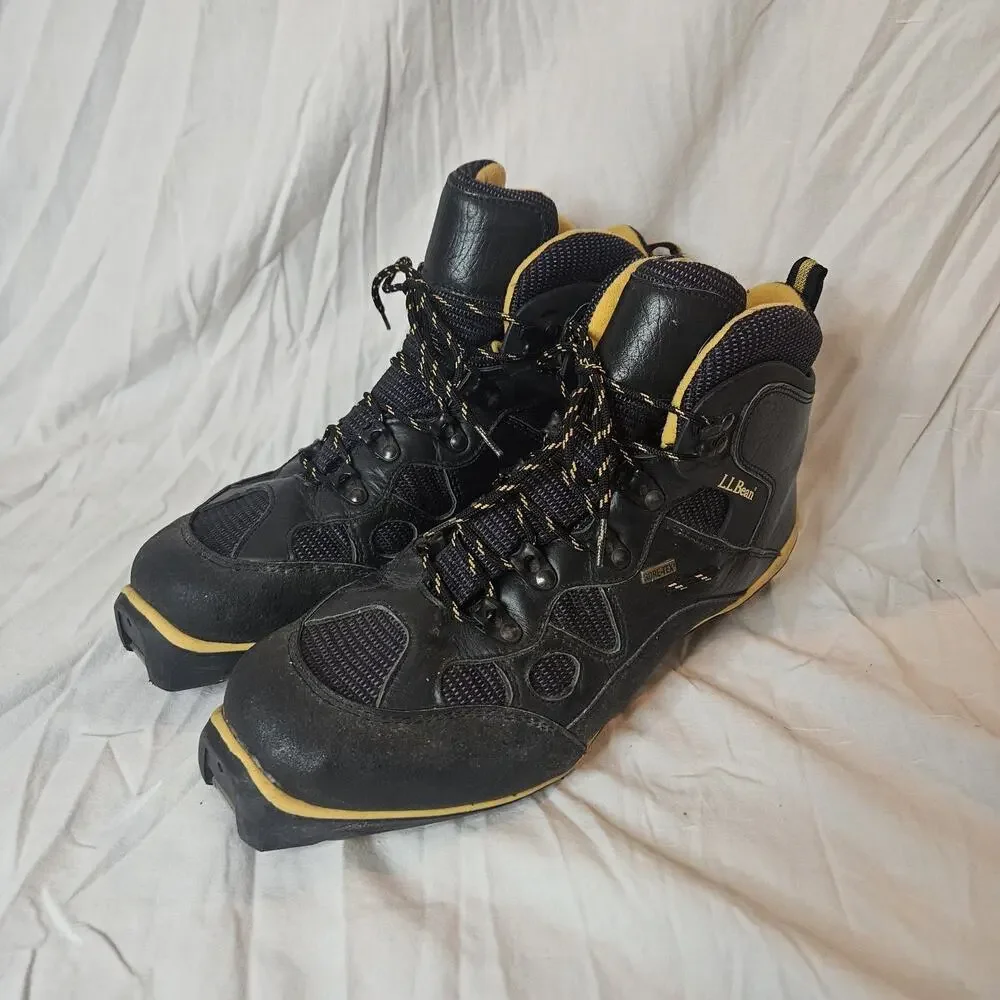 LL Bean Woman's Black and Yellow Ski Shoes Gore-Tex 10.5 UK 45 EU